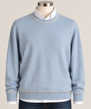 Nordstrom SILK CASHMERE Sweater Mens XL  Blue Pullover Crew Neck Soft NWOT picture