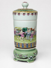 Rare Chinese Famille Rose Revolving Covered Vessel Boys at Play Yongzheng Mark picture