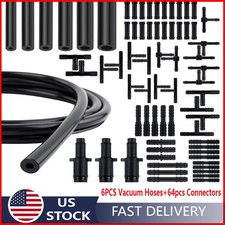6PCS 5Ft Engine Vacuum Line Silicone Black Hose Kit &64pcs Connectors For BMW picture