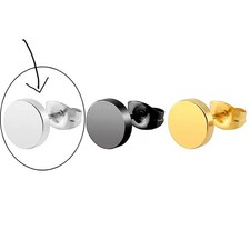 5mm Steel Color Round Flat Stud Earrings Stainless Steel Unisex Fake CheaterPlug picture