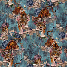 New Santorus II Tigers Teatime Wallpaper  - Denim PLEASE READ picture