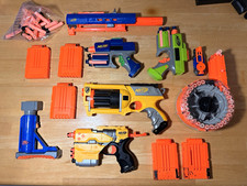 NERF N-Strike Dart Blaster Lot w/ 5 Magazines, Drum Mag & Foam Darts picture