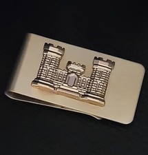 US ARMY USMC Marine Corp ENGINEER CASTLE Badge Insignia MONEY CLIP picture