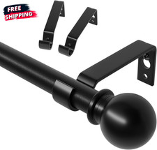 Curtain Rods for Windows 28 to 48 inch, 5/8 inch Black Curtain Rod Set picture
