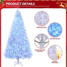 ❄️FREE SHIPPING❄️White Christmas Tree, 650 Lights, 9 Ft, Hinged, 2000 Branche picture