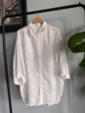 Adiva White Eyelet Button Up Tunic Blouse 100% Cotton Boho 1X NWT picture