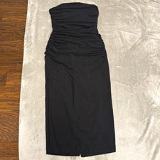 Anthropologie Black Strapless Ruched Maxi Dress Long Solid Sleeveless Size S picture