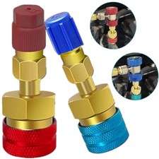 A/C R1234YF Quick Coupler Connector Adapters High/Low Manifold AC Gauge Auto Set picture