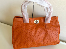 Brand New Furla Appaloosa Tote in Radiant Orange Ostrich Embossed Leather superb picture