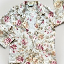 Vintage Joanna Blazer Womens S Flax Blend Floral 80s 90s Cottagecore Oversized picture