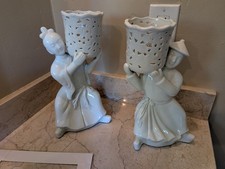 Gump's Rare Pair of White Ceramic Figures Porcelain Figurines 12