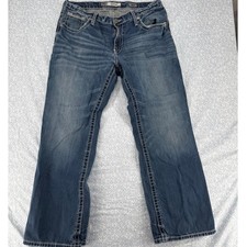 BKE Derek Mens Straight Leg Jeans 36S Medium Wash Heavy Stitch Denim picture