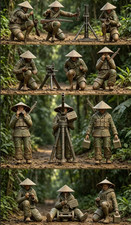 1/35 Scale Vietnam War Viet Cong 12 Figures and Artillery Unpainted Resin Model picture