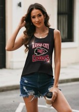 New Kansas City Chiefs Bling Tank Top, Sz S-3X, Crystal Rhinestone, Relaxed Tank picture