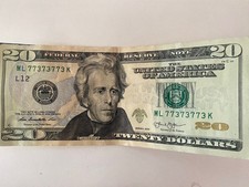 $20 dollar bill fancy unique serial number#77373773 picture