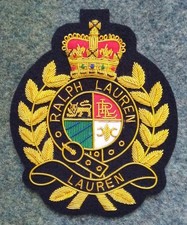 LAUREN Vintage Hand Embroidered Bullion Wire Blazer Badge, Vintage Style Crest picture