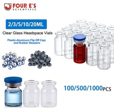 1000PCS 2/3/5/10/20ml Glass Vials Headspace Vials Lab Vials w/ Caps Crimp Top US picture