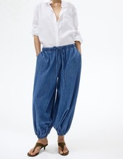 H&M DENIM BALLOON PANTS Blue Size Large picture