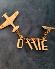 Vintage plastic WWII airplane sweetheart brooch pin-OTTIE picture