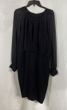 Adrianna Papell Women's Black Blouson Sheath Dress Bishop Sleeves NWT Sz 16 picture