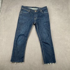 Krew Jeans Mens 34W Blue Denim Cotton Stretch Streetwear Straight Leg Raw Hem picture
