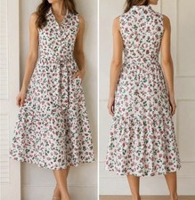 J.Crew Factory Strawberry Shirt Dress, Size 14, Tiered Midi picture