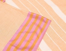 Sushila Vintage Peach Saree Art Cotton Stripes Woven 6 Yard Sari Craft Fabric picture