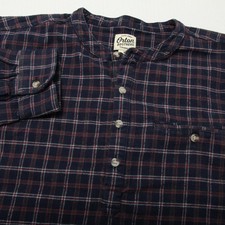 Orton Brothers Sunday Shirt Mens XL Navy Plaid Flannel Henley Band Collar picture