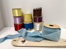 Vintage Lot  9 Bolts of  Rayon Satin & Velvet Ribbon  Old Store Stock 1930s-50s picture
