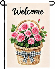 Welcome Spring Garden Flag 12 X 18 Inch Double Sided Flowers Yard Flags picture