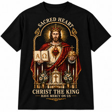 Sacred Heart Jesus Shirt Christ the King Catholic Christian Religious Graphic Te picture
