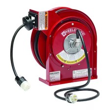 Reelcraft L 4545 123 3A Cord Reel, Spring Retracted, Nema 5-20R, 12 Awg, Red picture