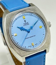 Vintage Tudor Oyster Blue Dial 17 Jewels Manual Winding Swiss Made Men's Watch. picture