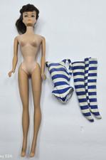 Vintage 1962-64 #6 Brunette Ponytail Barbie Doll w/Suit Blue Eyes Straight Leg picture