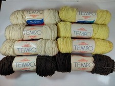 Vintage TEMPO Worsted Weight 100% Acrylic Yarn Lot - 8 Skeins Cream Yellow picture