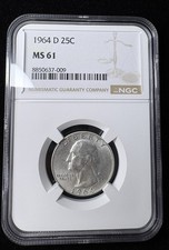 1964-D 25c Washington Quarter Coin MS61 NGC Graded Fast Shipping picture