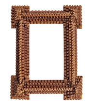 Antique Tramp Art Picture Frame, Black Forest, Original 19th Century (# 19342) picture
