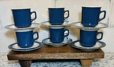 Set of 6 HTF Vintage Mikasa Constellation Slate Corona PM501 Cup and Saucer picture