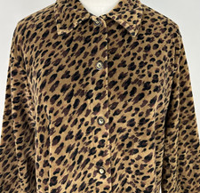 Vintage Velour Shirt Womens Small Leopard Print Top 90s Club Kid Rave Bohemian  picture