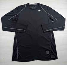 Nike Pro Combat DriFit Shirt Black Long Sleeve Fitted Compression Training Men M picture