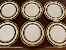 Minton Tiffany Cobalt Gold Encrusted Dinner Plate Set Of 6 picture