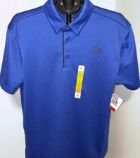 Large 42-44 Mens Reebok Performance 3-Button Polo Short Sleeve Navy Blue picture