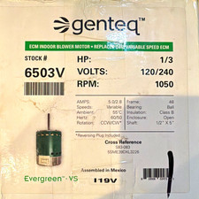 Genteq Evergreen VS ECM Indoor Blower Motor Variable Speed 1/3 HP 120/240V 6503V picture