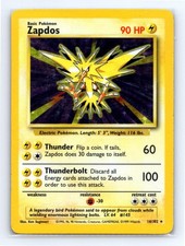 Zapdos 16/102 Holo Rare Base Set Unlimited Pokemon Lightly Played picture