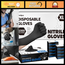 1000 Count Powder-Free Nitrile Gloves, 4 Mil, Black, Food-Safe for Medical & Cle picture