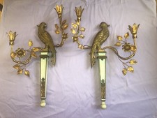 Pair Italian Parrot Form Palladio Italy Wood & Tole Candle Sconces Draper Era picture