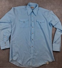 Vintage H Bar C Shirt Men XL Pearl Snap Permanent Press Long Tail Ramchwear USA* picture