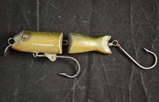 Vintage Shakespeare Tarpalunge 6640 Jointed Wood Fishing Lure 1930s Glass Eyes picture