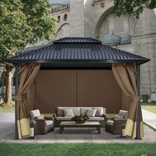 Aoodor 10'x10' Gazebo Curtain 4-Panel Universal Replacement Privacy Side Walls picture