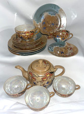 Japanese Hayasi Kutani Hand Painted Japan Tea Luncheon Set for 5 Delicate Teapot picture